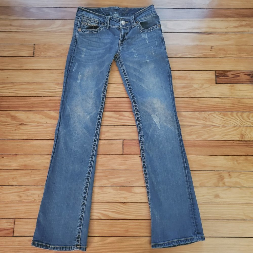Seven7 Low Rise Boot Cut Jeans - Mildly Distressed. Sz 27